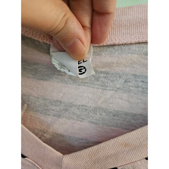 NEW VINTAGE Michael G 90s Striped Tee w/ Small Hole Defect ~ Medium Made in USA - Picture 5 of 14